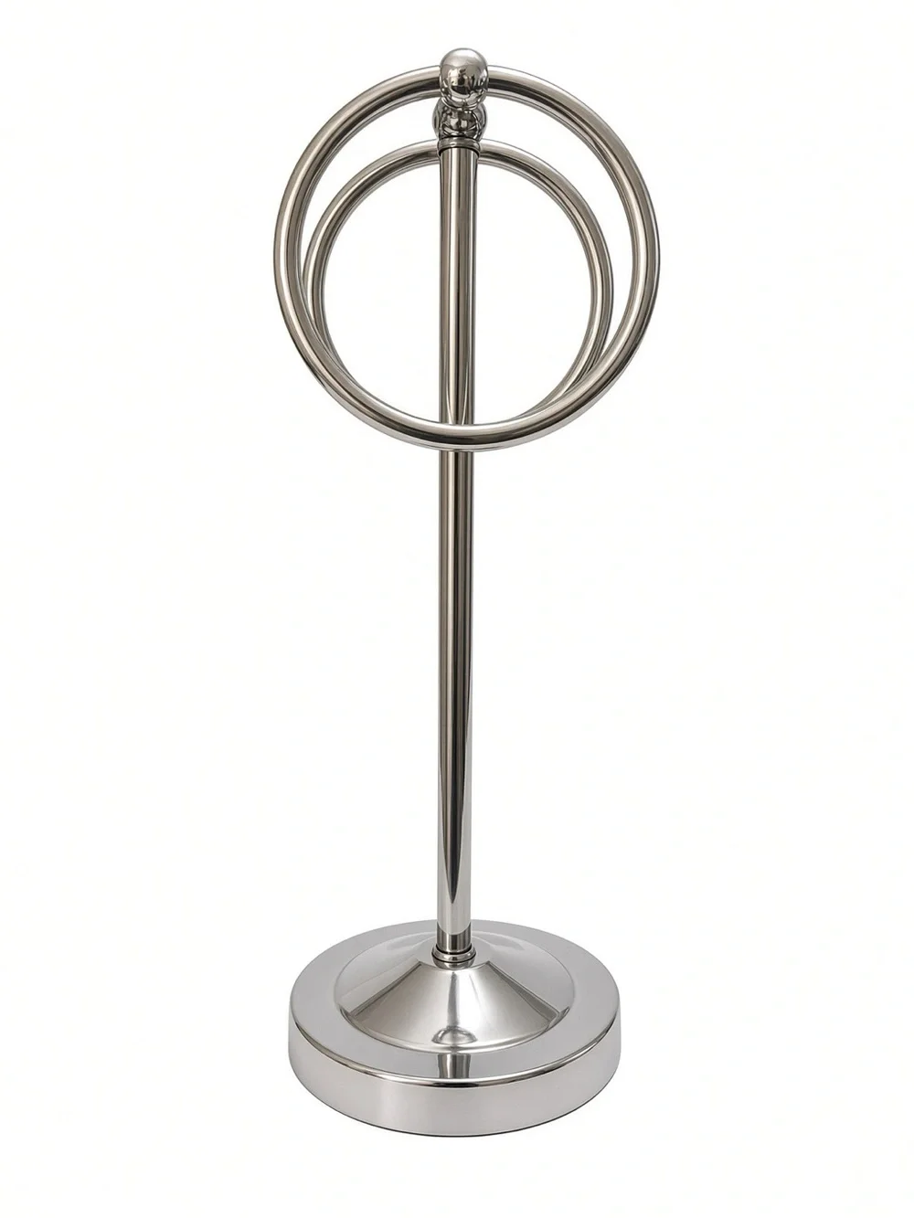 Chrome Hand Towel Stand Double Ring Freestanding Holder